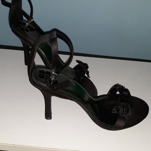 Women's black  silk evening shoes very dressy these shoes have never been worn